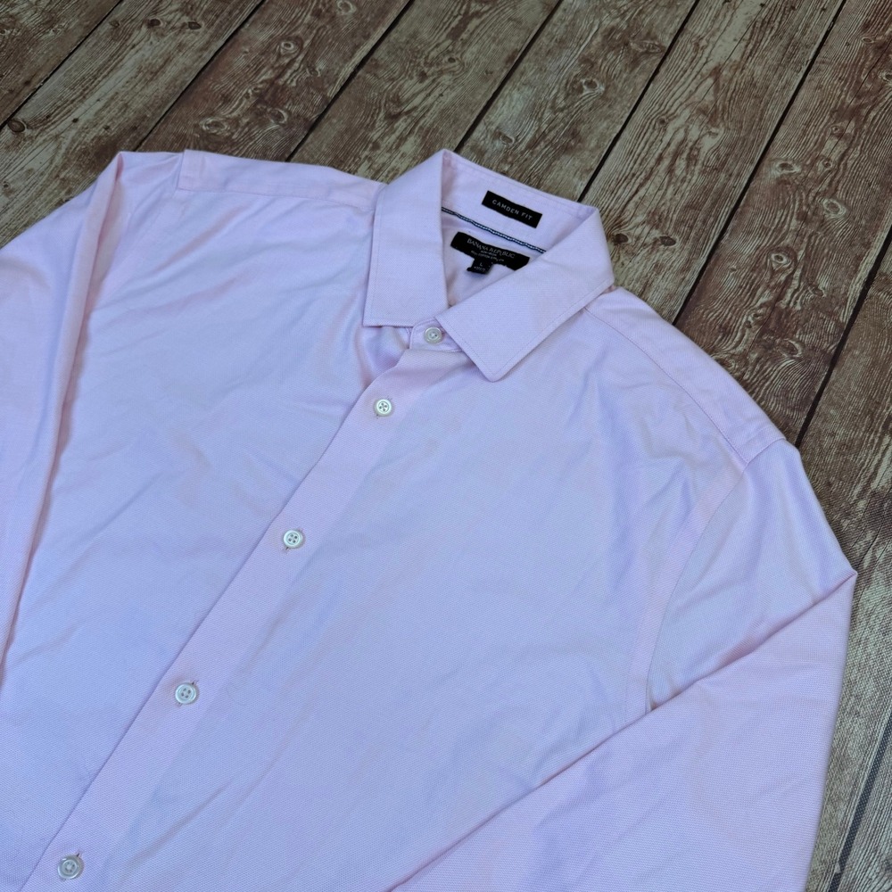 Banana Republic Camden Fit Shirt Mens Large Pink Non Iron Cotton Stretch Button